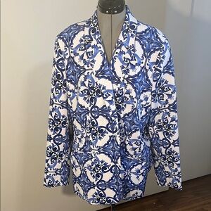 Blue and White Patterned Women's Jacket